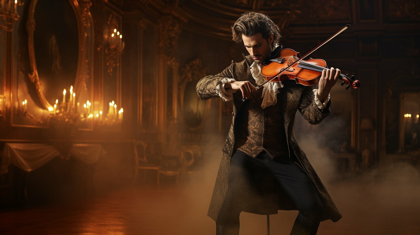 Un violon Stradivarius sur un fond noir.